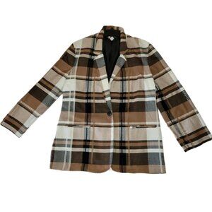 Vintage Requirements Brown & White Plaid Oversize Lightweight Jacket Size 12
